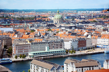 Skyline von Kopenhagen in Dänemark mit Blick auf Frederikskirche oder Marmorkirche