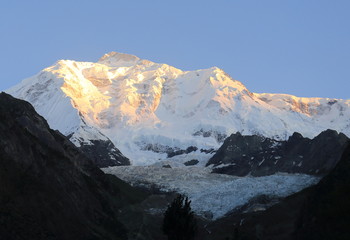 Glacier turning red in the twilingt