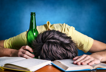Student sleep with a Beer