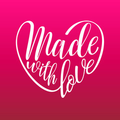 Made with love. Handwritten stylized heart. Vector illustration
