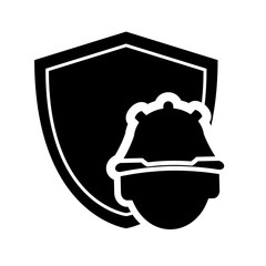 flat design shield and construction worker icon vector illustration