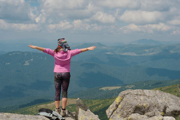 Fototapeta premium Hiking in Carpathian mountains