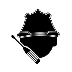 flat design construction worker and screwdriver icon vector illustration