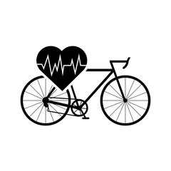 flat design heart cardiogram and bicycle icon vector illustration