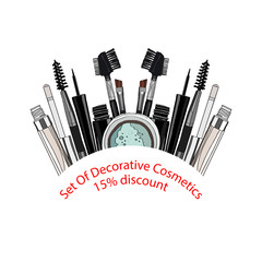 set of decorative cosmetics.