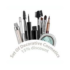 set of decorative cosmetics.