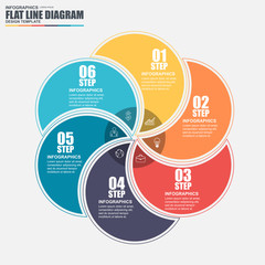 Thin line flat cycle diagram infographic elements