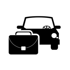 flat design car and suitcase icon vector illustration