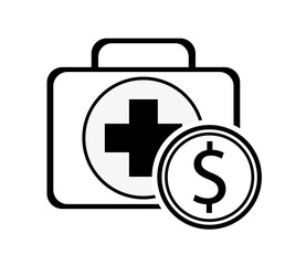 flat design first aid kit and coin icon vector illustration