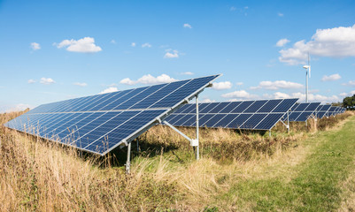 Solar panels and wind turbine