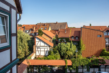 Fototapeta na wymiar Blick auf die Altstadt von Quedlingburg - Stadtpanorama