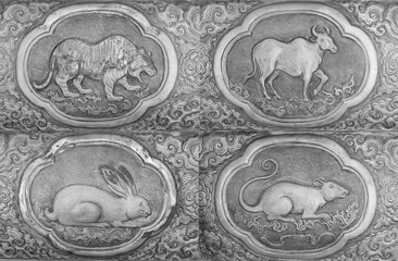 Engraving of the silver value, Zodiac symbol of thai traditional