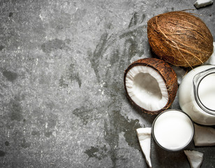 Fototapeta na wymiar Coconut milk in a jar