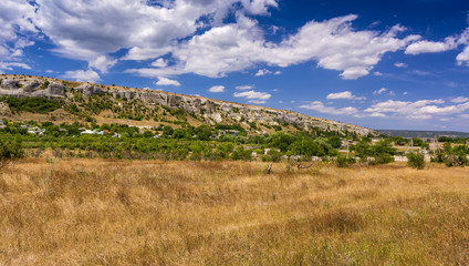 Rocks and grass of Crimean peninsula.