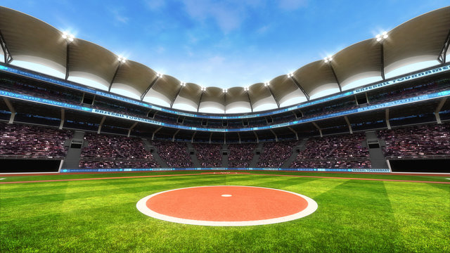 baseball stadium playground with blue sky