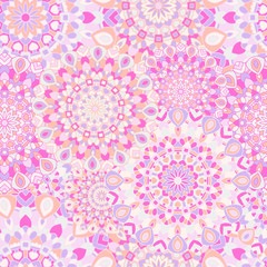 Fototapeta na wymiar Ethnic seamless pattern. Round pink Eastern