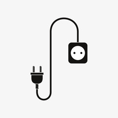Wire plug and socket - vector illustration.
