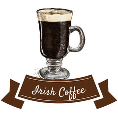 Vector illustration colorful set with Irish coffee