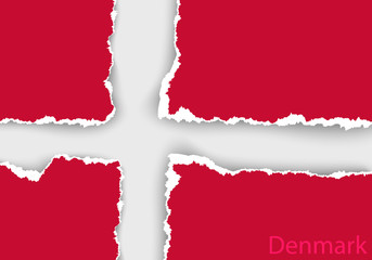design flag denmark from torn papers with shadows