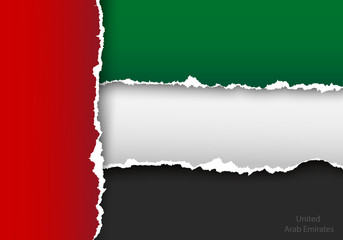 design flag united arab emirates from torn papers with shadows