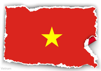 design flag vietnam from torn papers with shadows