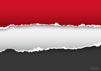 design flag yemen from torn papers with shadows