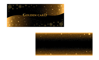 Vector banners and cards gold sparkles on black background. Gold