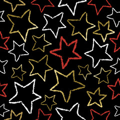 Black pattern with gold star doodles for xmas