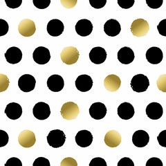 Seamless pattern with hand drawn gold circles