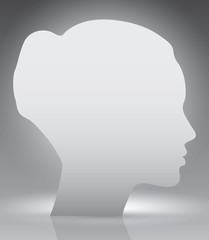 Silhouette woman head in profile vector illustration template for advertising