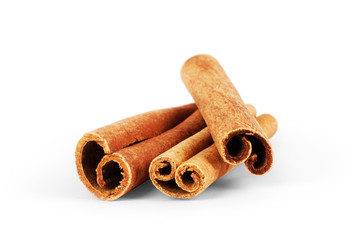 Cinnamon sticks isolated on white background