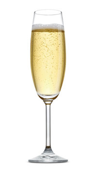 Glass of champagne isolated on a white background
