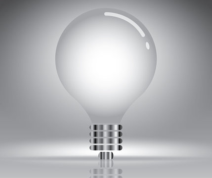 Light bulb on grey vector illustration template for advertising