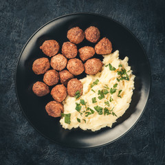 Meatballs and mashed potatoes