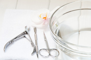 A set of manicure tools for nail