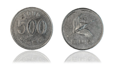 Coin 500 won. South Korea