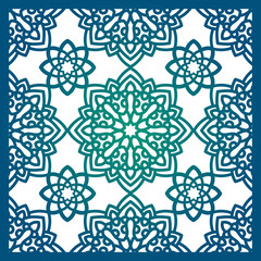 Square Pattern panel for laser cutting with mandalas.