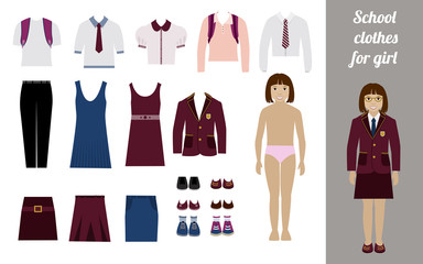 Create school girl kit with different uniforms