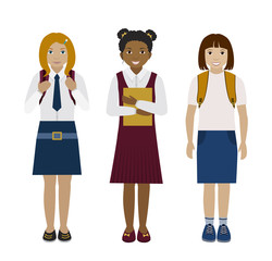 School girls flat vector illustration