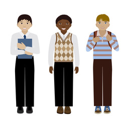 School boys flat vector illustration