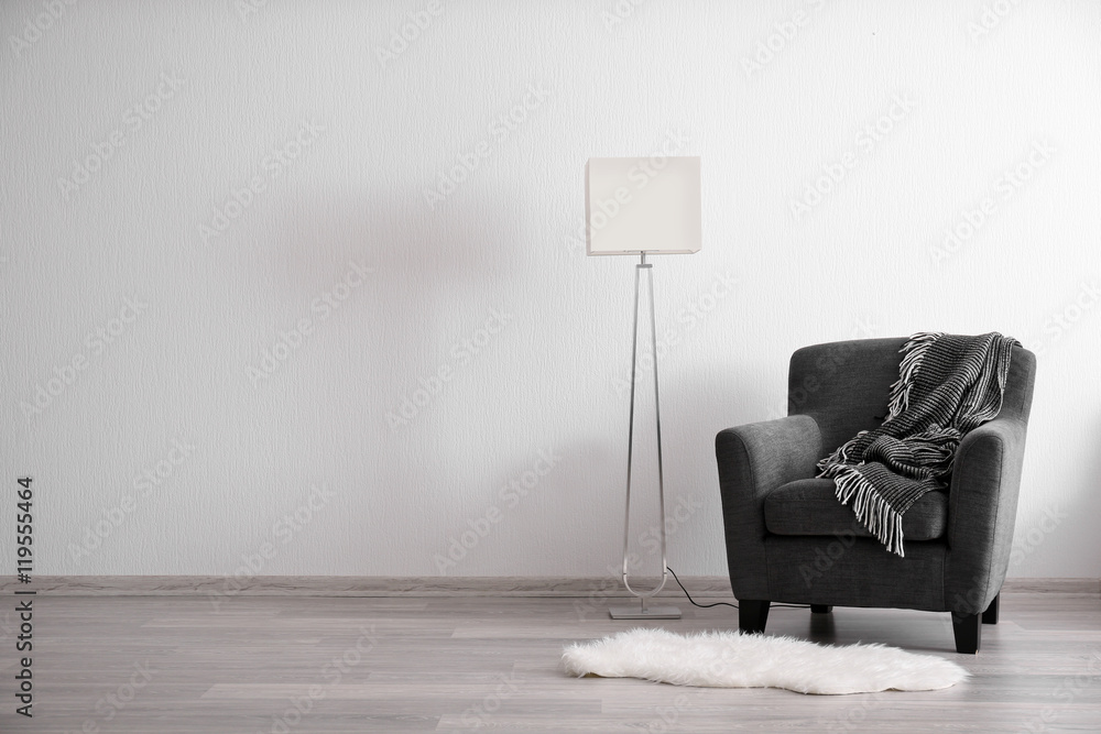 Canvas Prints room interior with lamp and dark armchair