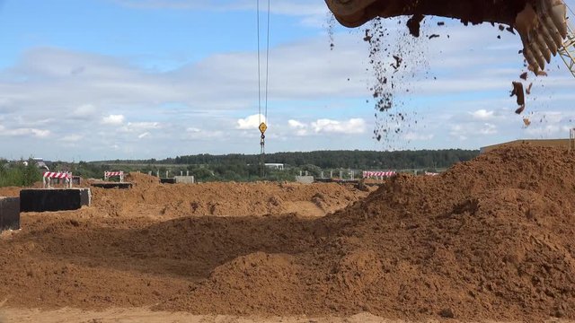 Work Excavator Bucket at a construction site.