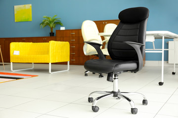 Black office chair for sale in furniture store
