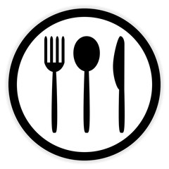 Fork, spoon and knife button.