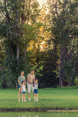 Fototapeta premium Family catching fish