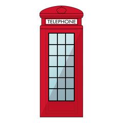 Fototapeta premium Red London Phone booth. Isolated on white background