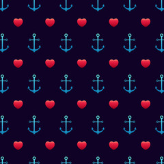 Anchor pattern,Seamless love wedding and valentine. illustration hearts. Vector seamless pattern