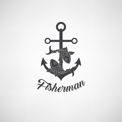 Vector illustration of nautical anchor. Symbol of sailors, sail, cruise and sea. Travel design. Icon and design element