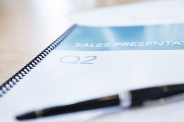 Close-up of pen on notepad