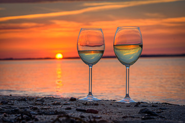 Strandbild Weinglas